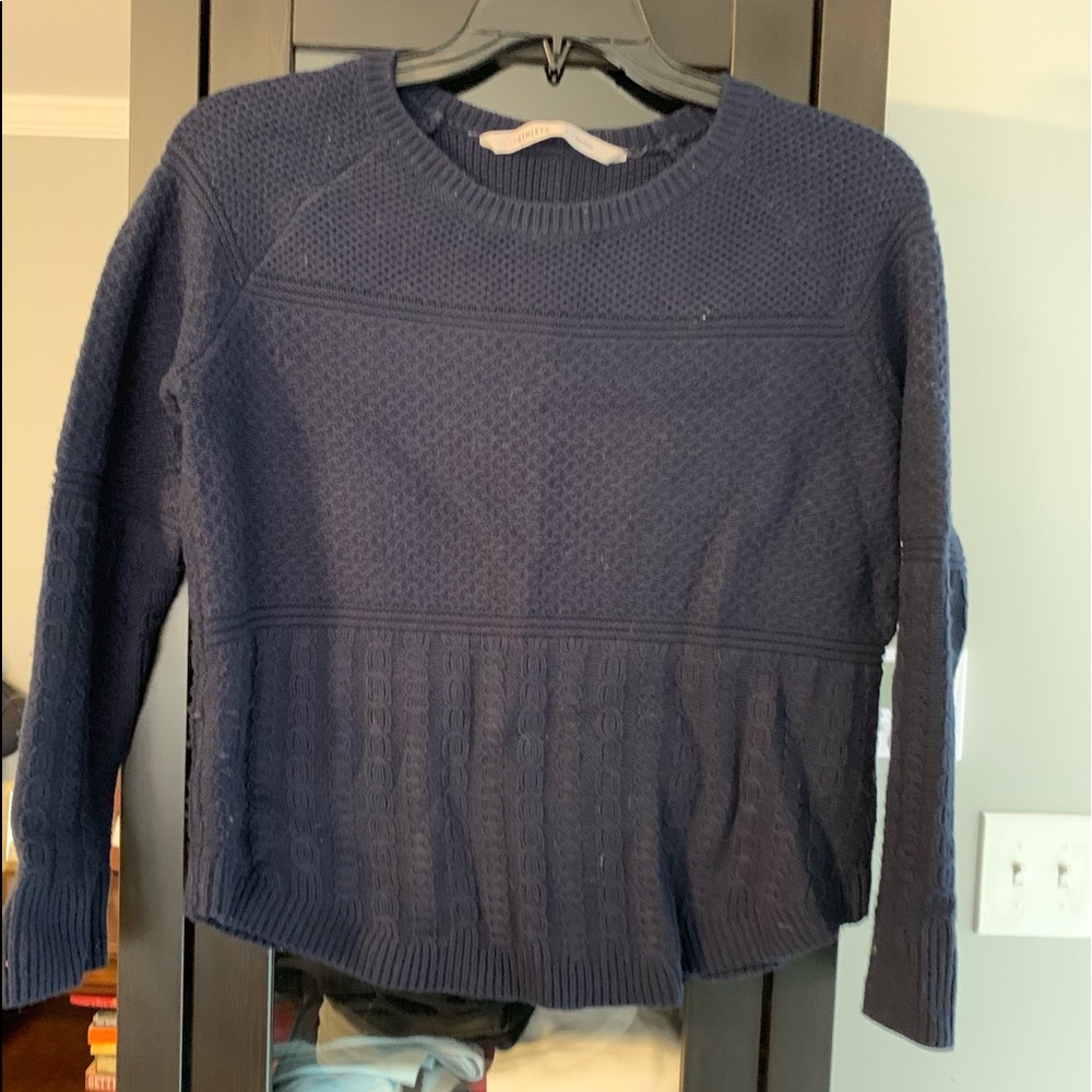 Navy cable knit Athleta sweater